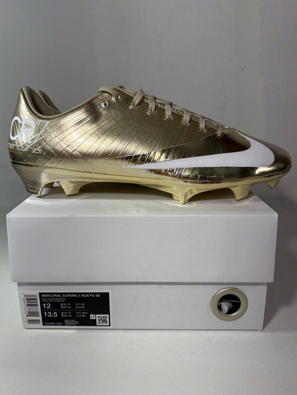 ⚽ NIKE MERCURIAL SUPERFLY 1 RGN FG SE CR7 METALLIC GOLD STAR MENS SIZE 12 [NEW]